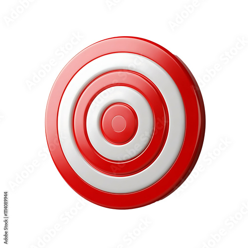 3D red and white target bullseye icon symbolizing accuracy and precision, commonly used in goal setting and marketing concepts. Isolated on transparent background, png.