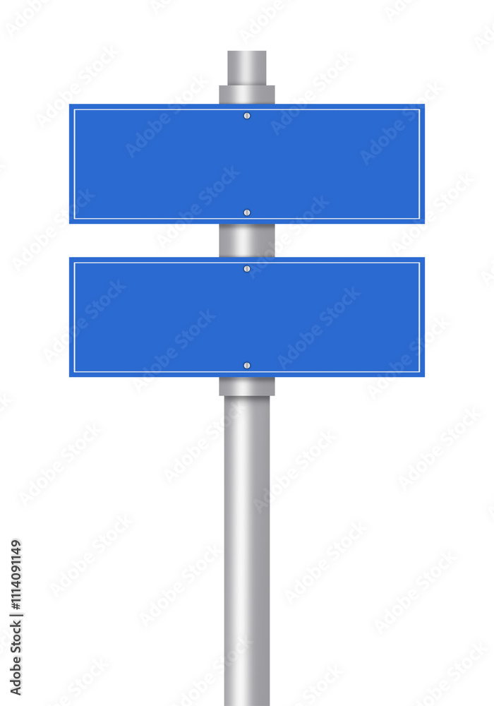 Blank Blue Road or Street Sign, Isolated on White. Can be used as a Text Frame. Blank Blue Road or Street Sign, Isolated on White. Can be used as a Text Frame.