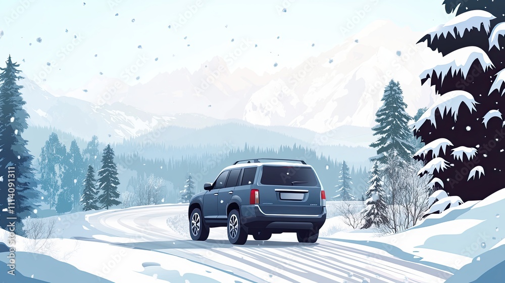 Snowy winter road landscape in nature. Winter travel along mountain roads. Winter landscape on a highway in snowy mountains. --ar 3: Snowy winter road landscape in nature. Winter travel along mountain roads. Winter landscape on a highway in snowy mountains. --ar 3: