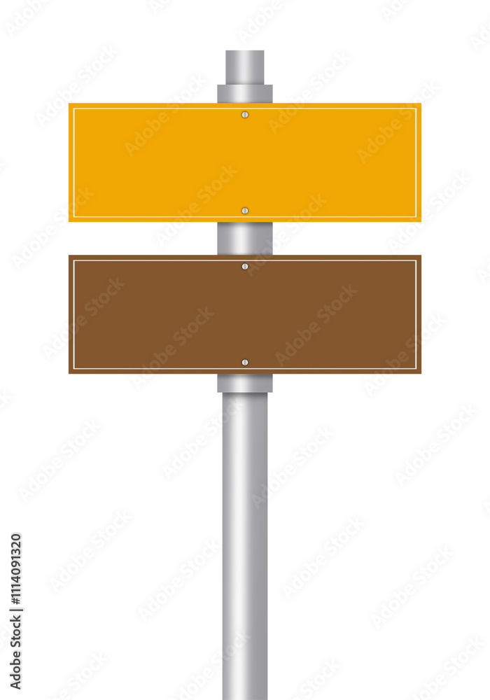 Obraz premium Blank Bicolor Road or Street Sign, Isolated on White. Can be used as a Text Frame.