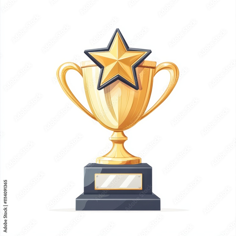 illustration of a fifth place trophy featuring a golden star on top with a shiny metallic finish, isolated on a white background. illustration of a fifth place trophy featuring a golden star on top with a shiny metallic finish, isolated on a white background.