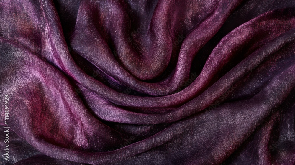 Fototapeta premium Close-up of Draped Purple Fabric with a Shimmering Texture