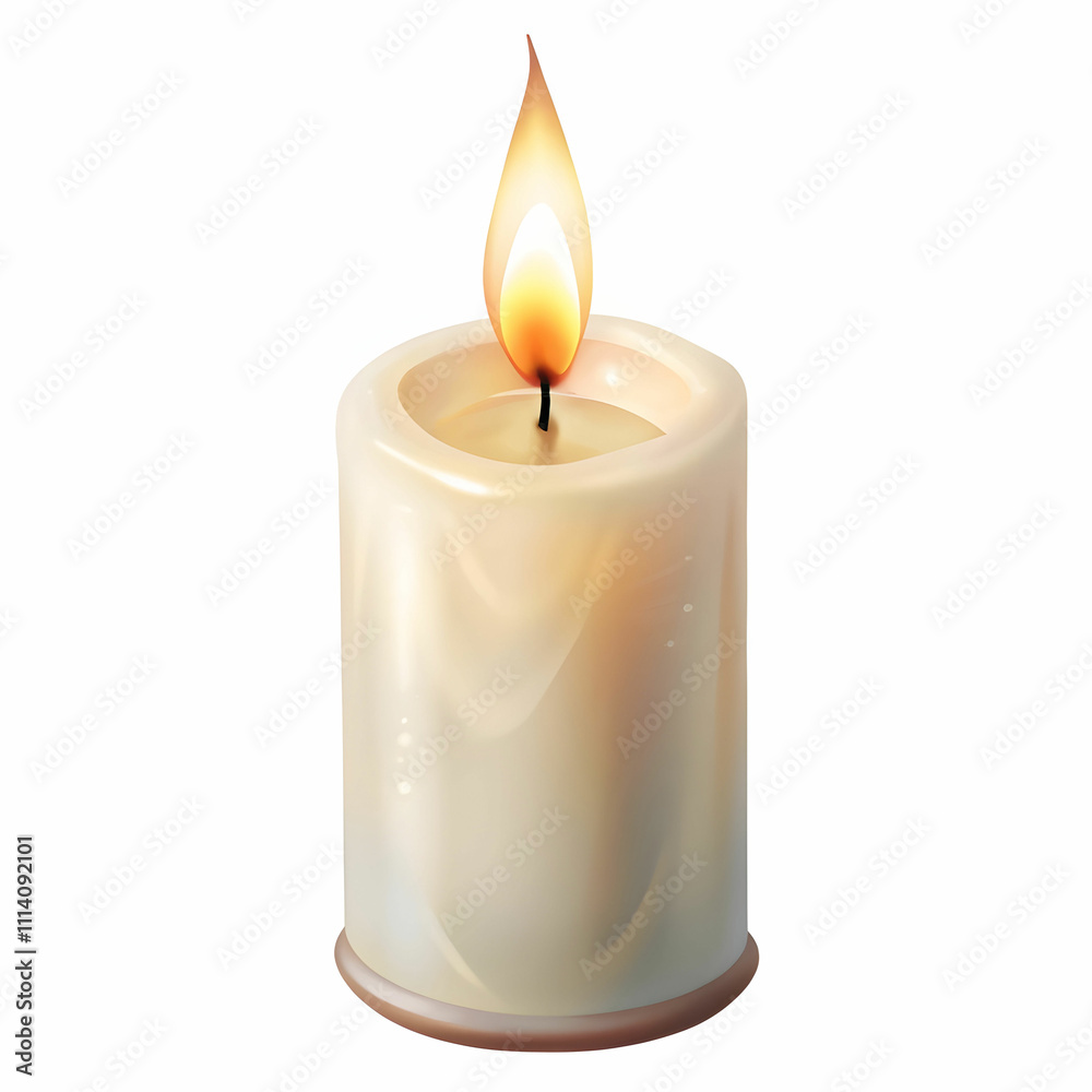 burning white candle on white background burning white candle on white background