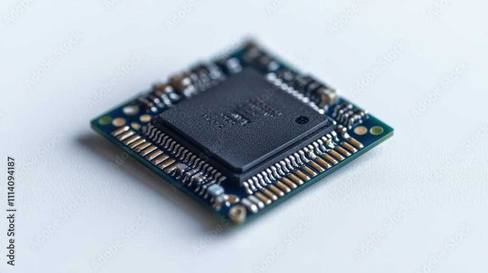 Black square electronic microchip, isolated on white background. Black square electronic microchip, isolated on white background.