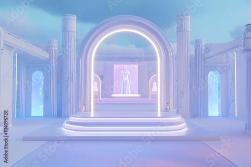 Virtual Fashion Store's High-End 3D Gateway Icon in Metaverse.