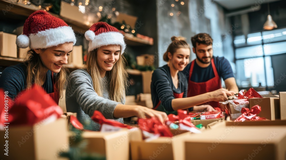 Obraz premium Festive Gift Wrapping Workshop with Holiday Cheer
