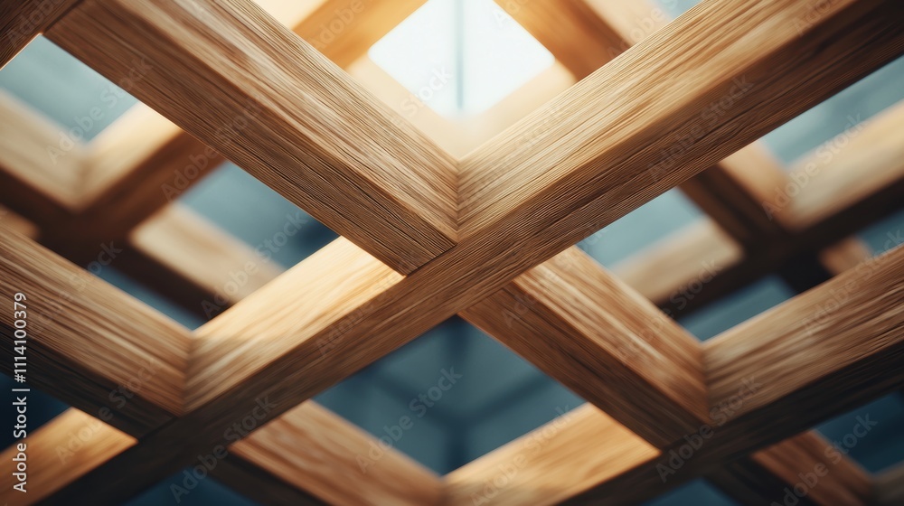 Intricate wooden lattice structure with light streaming through Intricate wooden lattice structure with light streaming through