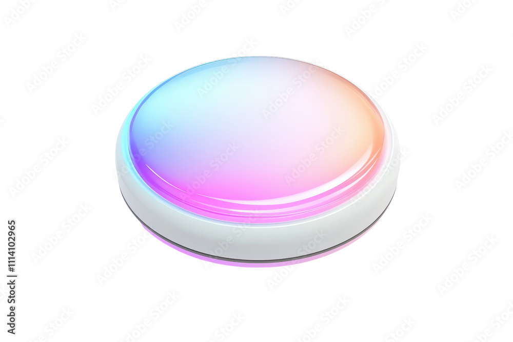A sleek, glossy button featuring a gradient of soft pastel colors, radiating a modern and stylish aesthetic.