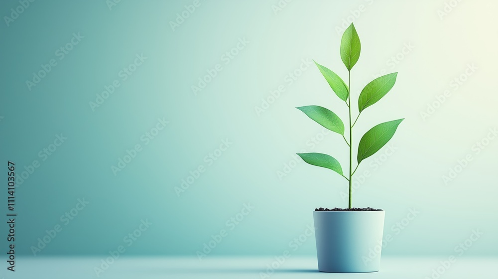 Fresh Green Plant Growing in White Pot on Light Background Fresh Green Plant Growing in White Pot on Light Background