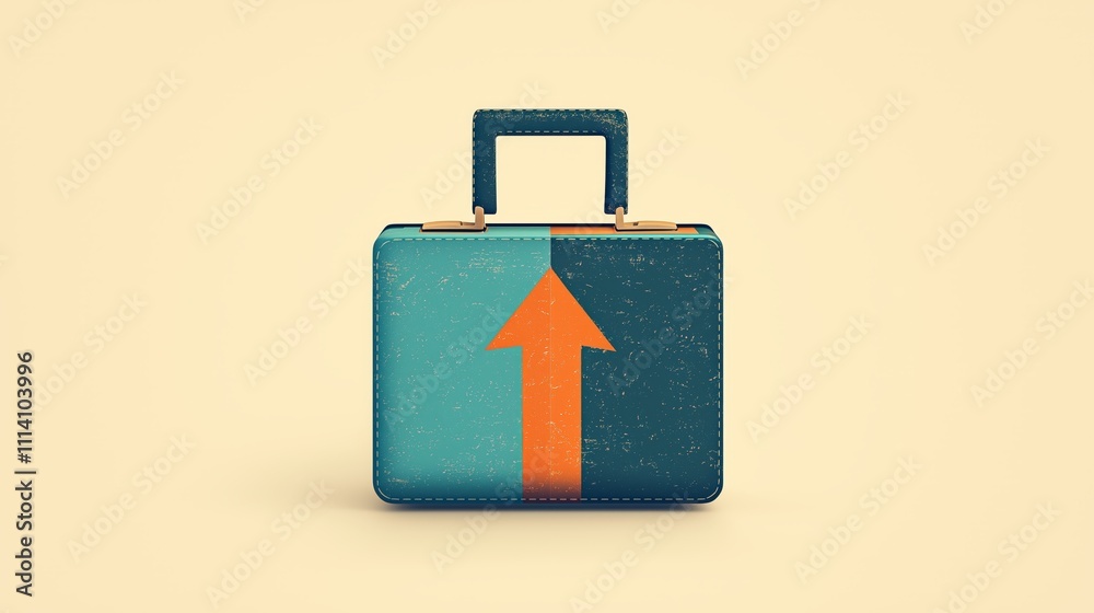 Colorful Briefcase with Arrow Design on a Neutral Background Colorful Briefcase with Arrow Design on a Neutral Background