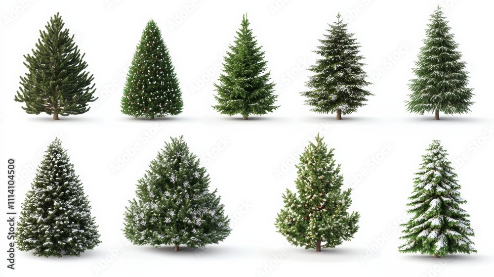 Obraz premium collection of christmas trees isolated with white background