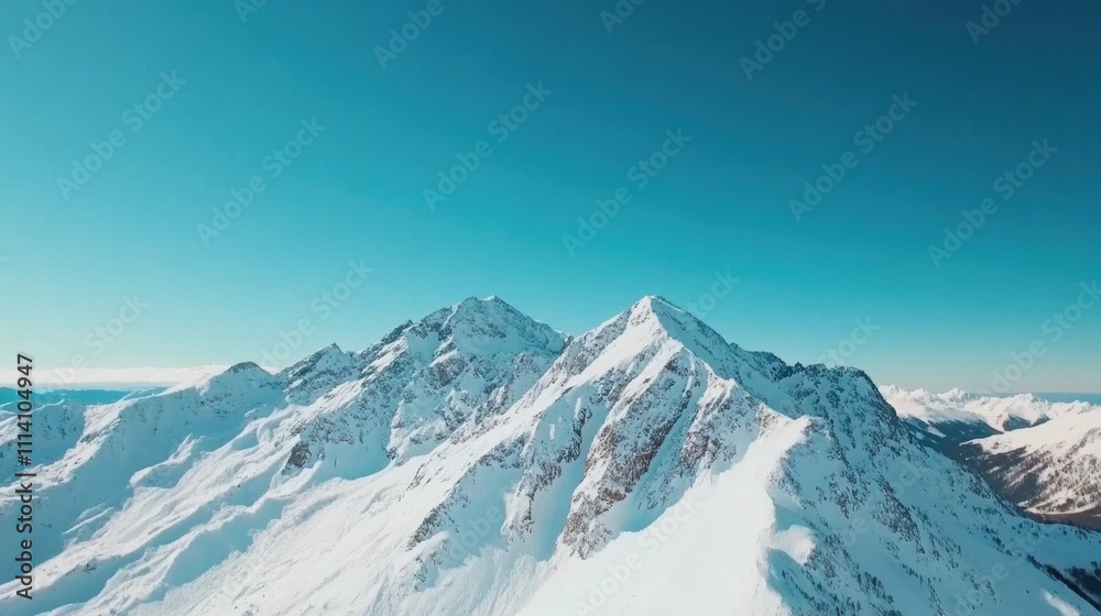 Snow capped mountain peaks under clear blue sky Snow capped mountain peaks under clear blue sky