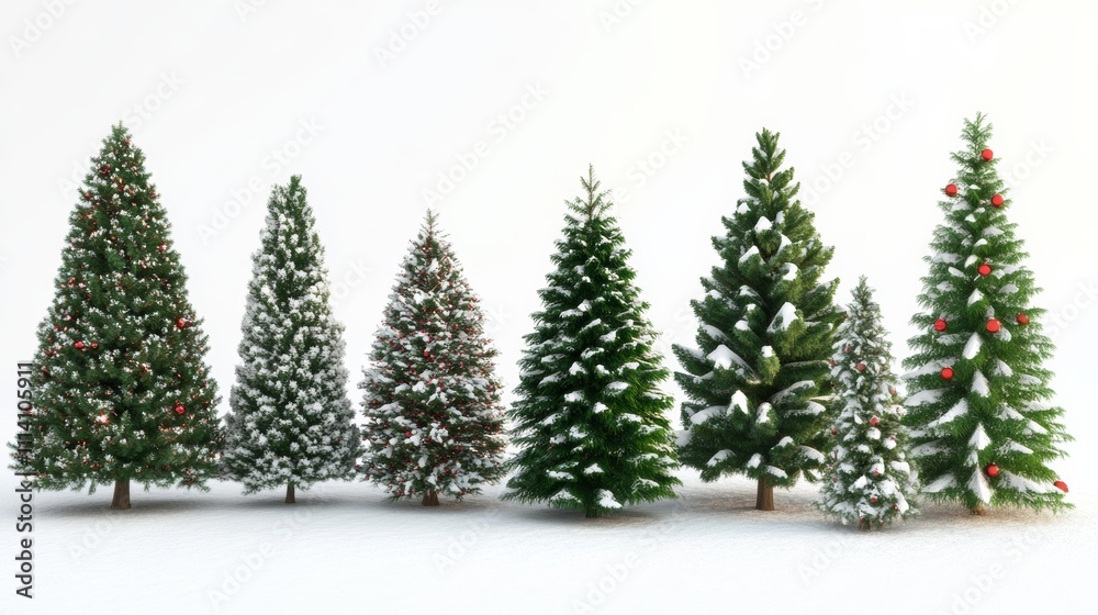 Fototapeta premium collection of christmas trees isolated with white background