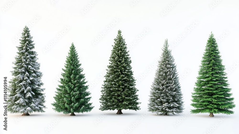 Obraz premium collection of christmas trees isolated with white background