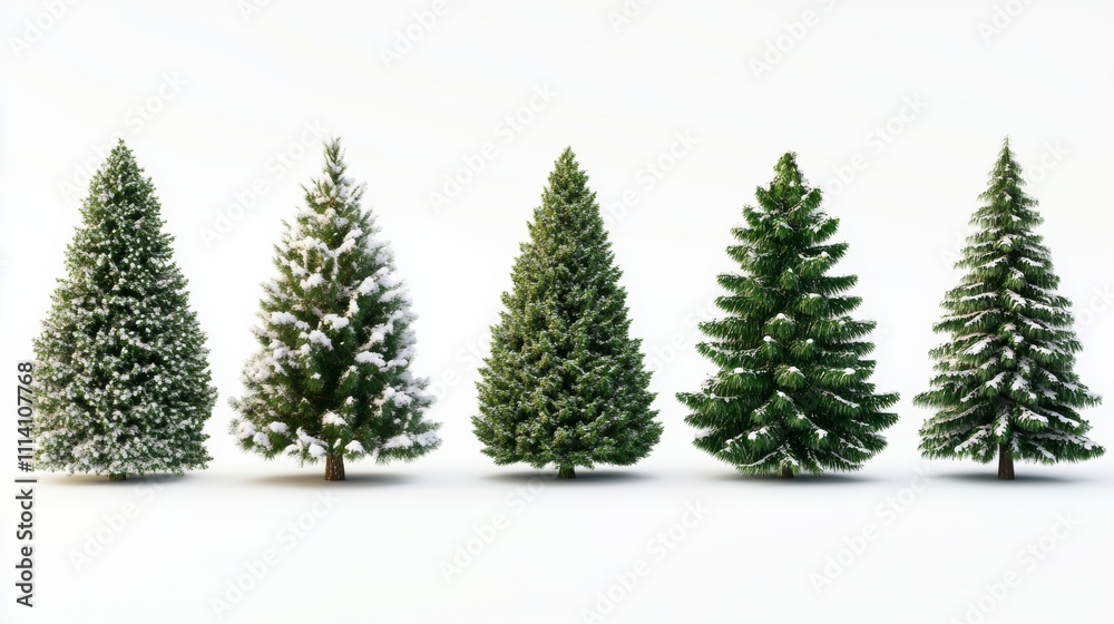 Fototapeta premium collection of christmas trees isolated with white background