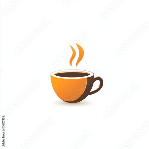 Simple orange coffee cup icon with steam.