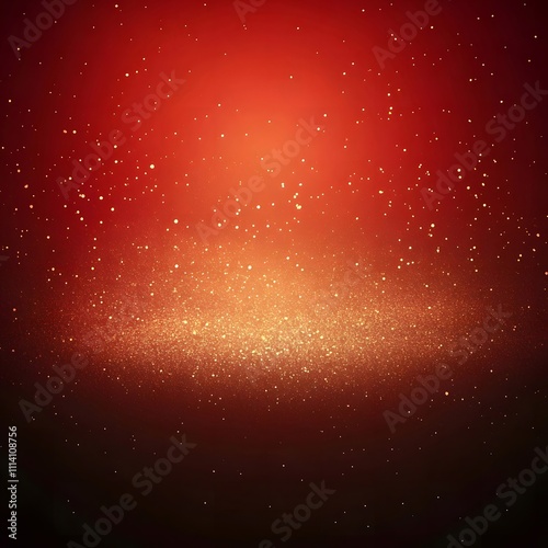 Red gradient background with a dispersed light amount of small gold star shaped glitter lightly falling from above.