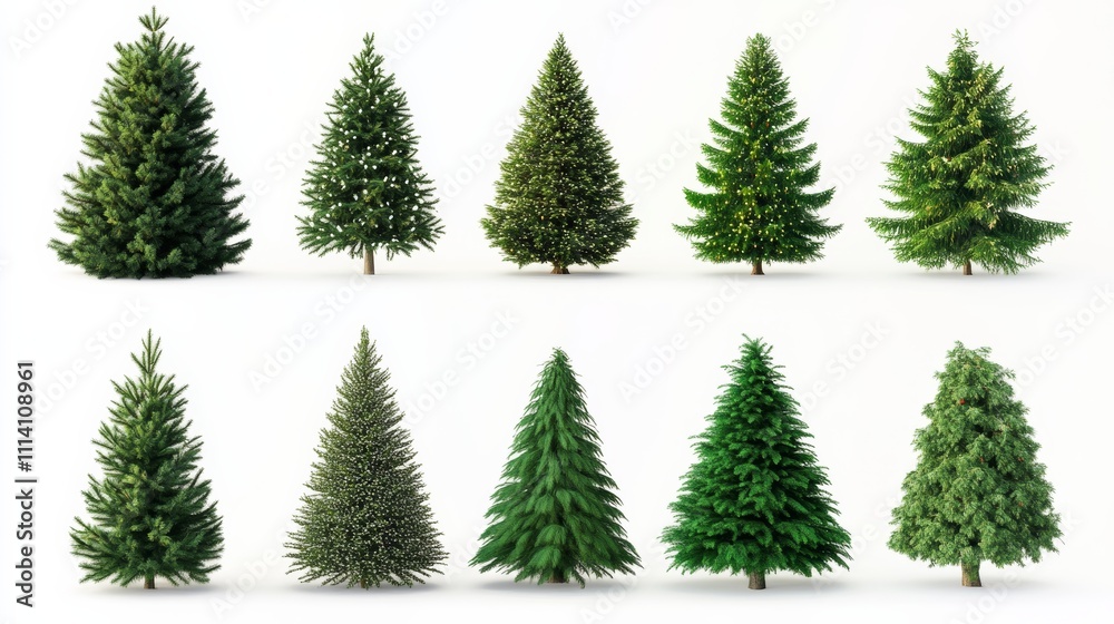 Obraz premium collection of christmas trees isolated with white background