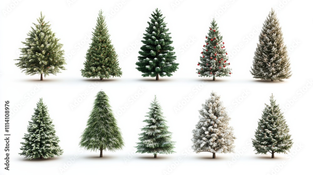 Obraz premium collection of christmas trees isolated with white background