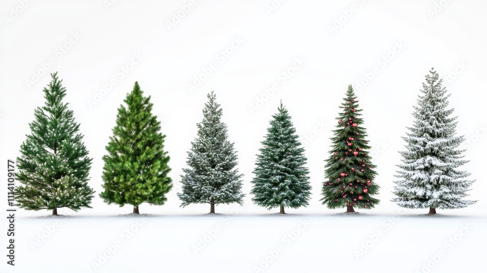 Fototapeta premium collection of christmas trees isolated with white background