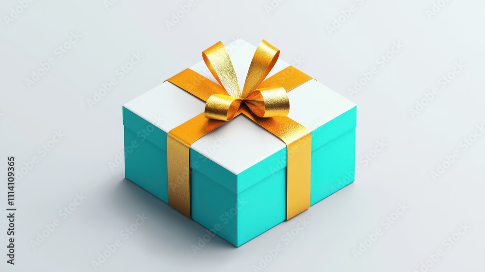 Top view product photography of minimalist gift box with golden ribbon Top view product photography of minimalist gift box with golden ribbon