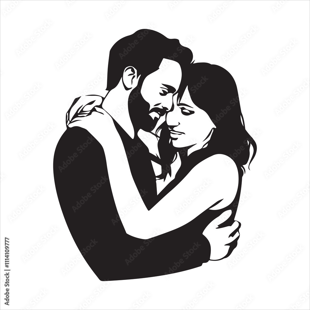 set of black different style vector hugs silhouette set of black different style vector hugs silhouette