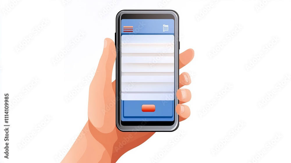 Hand Holding Smartphone Displaying Mobile Application Interface Hand Holding Smartphone Displaying Mobile Application Interface