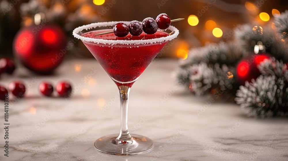 Bright red cocktail served in a stylish glass adds a touch of elegance to holiday gatherings Bright red cocktail served in a stylish glass adds a touch of elegance to holiday gatherings