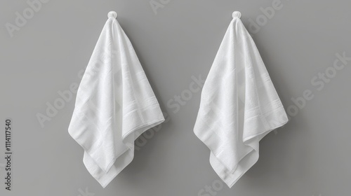 A modern three-dimensional design of a kitchen towel, shown realistically and neatly folded, isolated on a white background, ideal for a restaurant or hotel. To hang a linen set, use a dry approach.