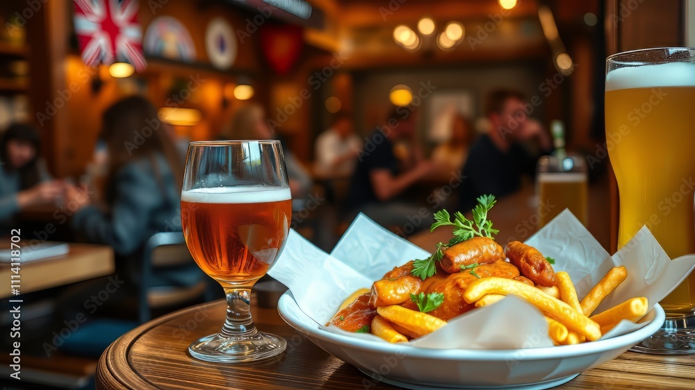 Berlin Brewery Currywurst & Beer - Vibrant AI Photo Berlin Brewery Currywurst & Beer - Vibrant AI Photo