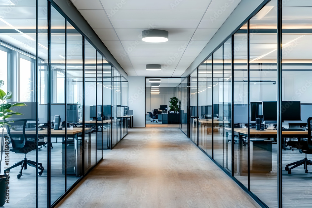 Modern office interior design; glass partitions, sleek desks, contemporary workspace. Ideal for corporate websites, brochures, and real estate listings showcasing professional environments. Modern office interior design; glass partitions, sleek desks, contemporary workspace. Ideal for corporate websites, brochures, and real estate listings showcasing professional environments.