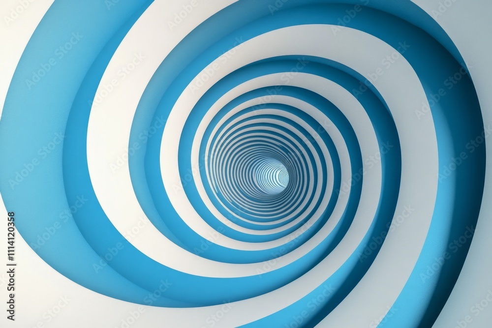 Abstract spiral shape with blue and white stripes on a light background Abstract spiral shape with blue and white stripes on a light background