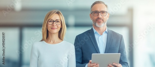 Professional individuals collaborating in a modern office space.