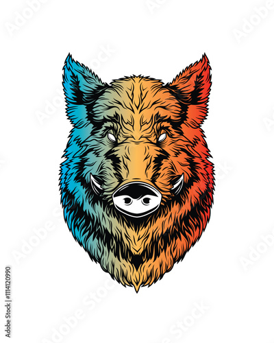 Head of a wild boar. Original vector illustration in vintage style. T-shirt design.