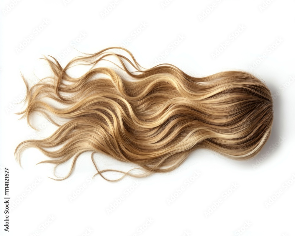 Fake blonde wavy hair on white background Fake blonde wavy hair on white background