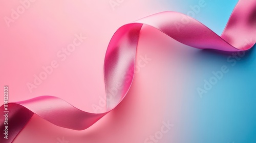 Simple pink ribbon on a vibrant color background, ideal for creative design projects