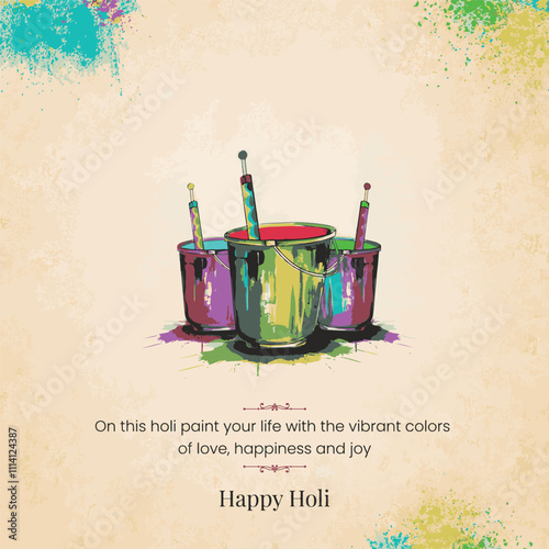 Happy Holi with color buckets