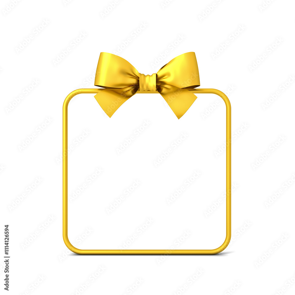 Gold rounded square gift box frame mockup or present frame border ...