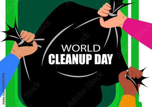 World Cleanup Day illustration. Environmental event. Cleanup day, World Earth Day. Vector illustration.