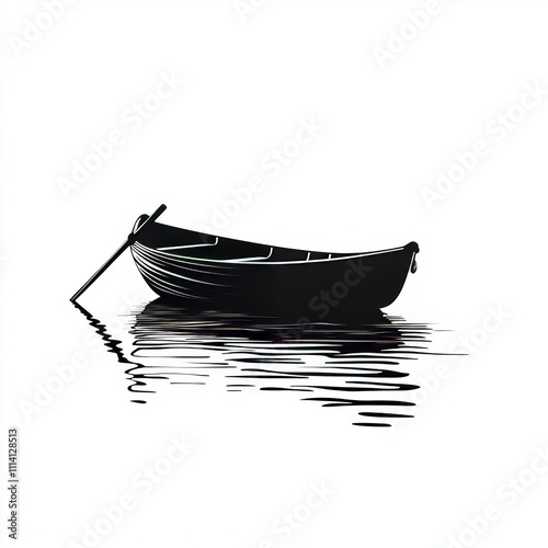 Silhouette of a small boat, depicted alone on a white background.