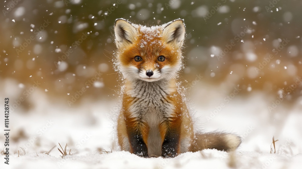 Red Fox Cub in the Snow. Red Fox Cub in the Snow.