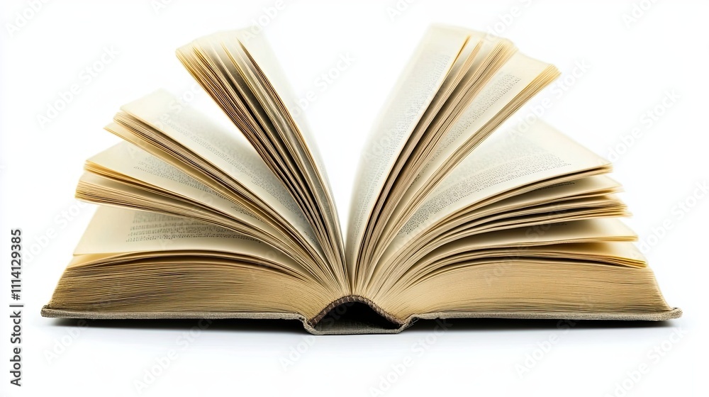 Fototapeta premium Open old book isolated on white background. 