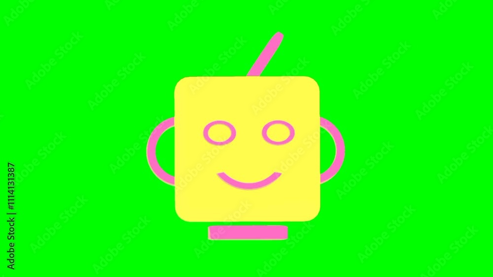 robot, robot face, technology, green screen animation icon robot, robot face, technology, green screen animation icon