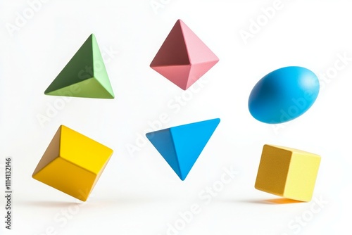 Free Download Abstrtact three-dimensional colorful geometric shapes on a white background - GFXLoad