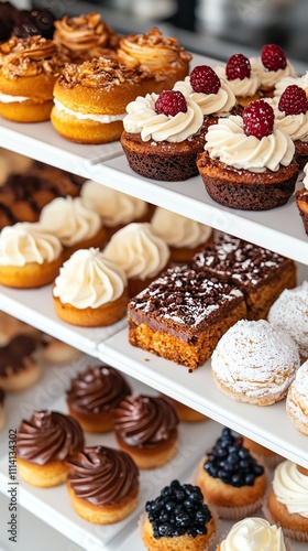 Gourmet bakery display featuring intricate desserts and signature coffee, Coffee and Bakery, bakery gourmet