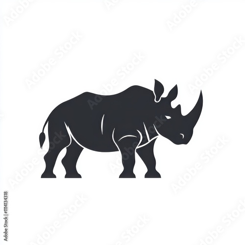 Silhouette of a rhino, isolated on a white background.