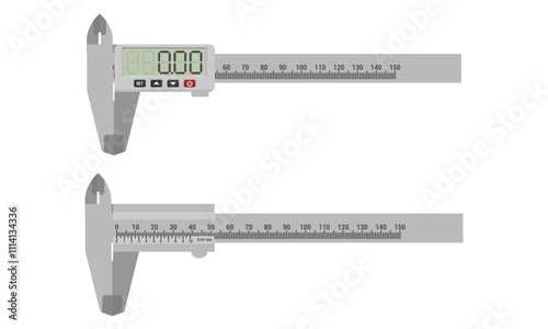 Set of caliper measuring tools. Vector illustration isolated on white