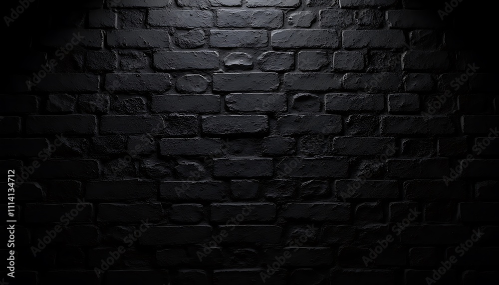 Illuminated black brick wall in a dramatic setting Illuminated black brick wall in a dramatic setting