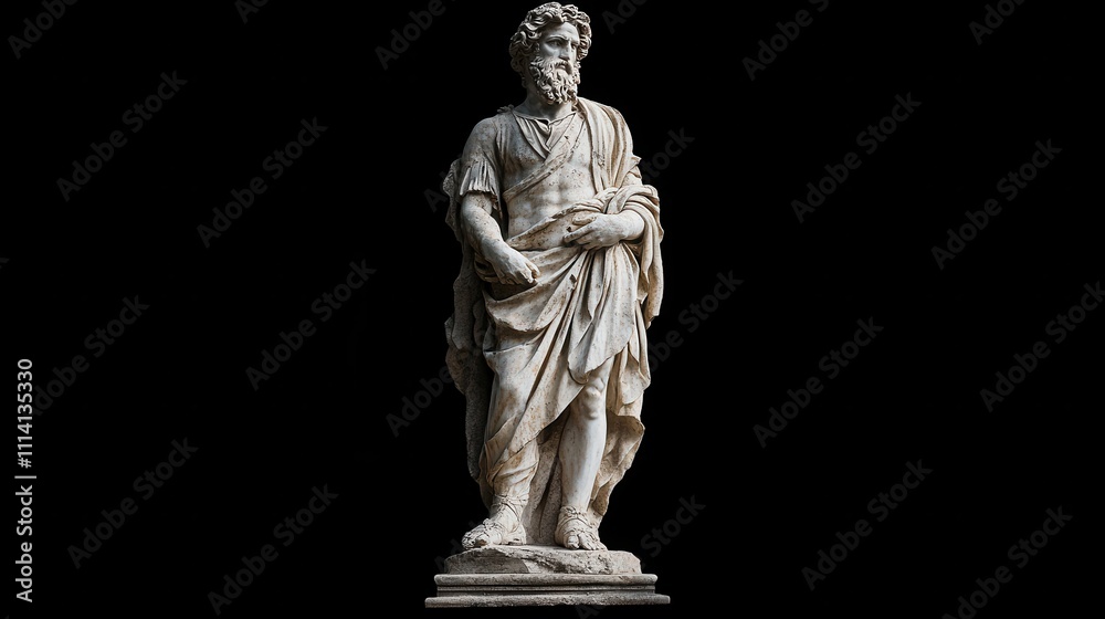 An ancient greek aesthetic sculpture of greek god statue art black background. An ancient greek aesthetic sculpture of greek god statue art black background.
