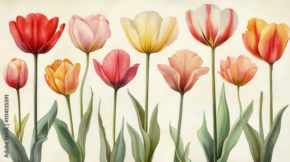 Obraz premium PNG Tulip pattern flower plant.